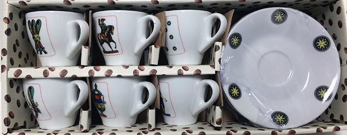 Lorren Italian Playing Cards Espresso Cups and Saucers - Thumbnail 4