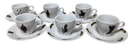 Italian Playing Cards Espresso Cups and Saucers set of 6