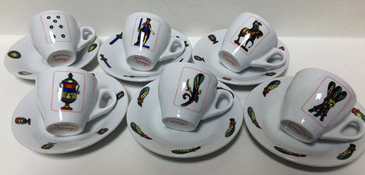Italian Playing Cards Espresso Cups and Saucers set of 6