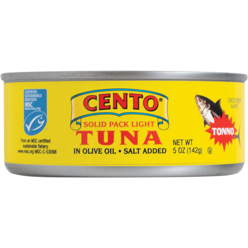 Cento Solid Pack Light Tuna in Pure Olive Oil Salt Added 5oz