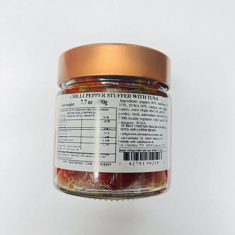 Cinquina Chilli Peppers Stuffed with Tuna, 7.7 oz | 190g