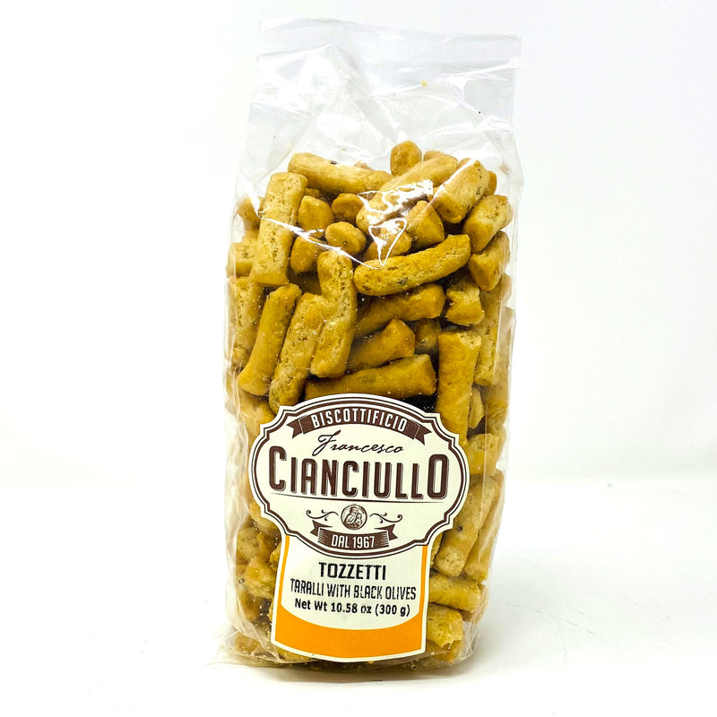 Cianciullo Tozzetti Taralli with Black Olives, 10.58 oz | 300g