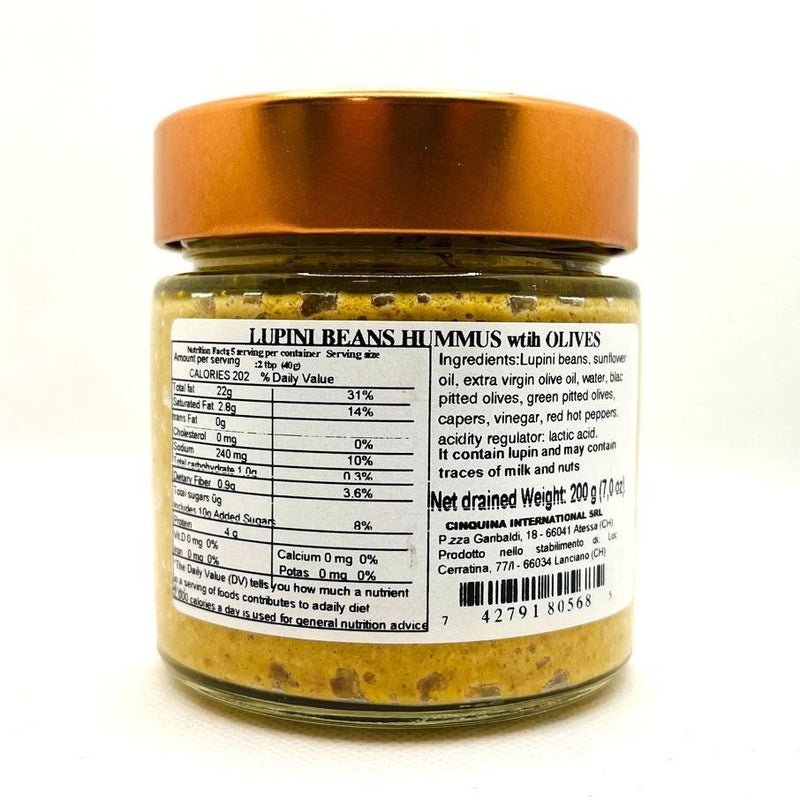 Cinquina Lupini Beans Hummus With Olives, 7 oz | 200g