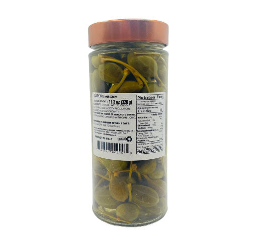 Cinquina Capers with Stem in Vinegar, Caper Fruit, 11.3 oz | 320g