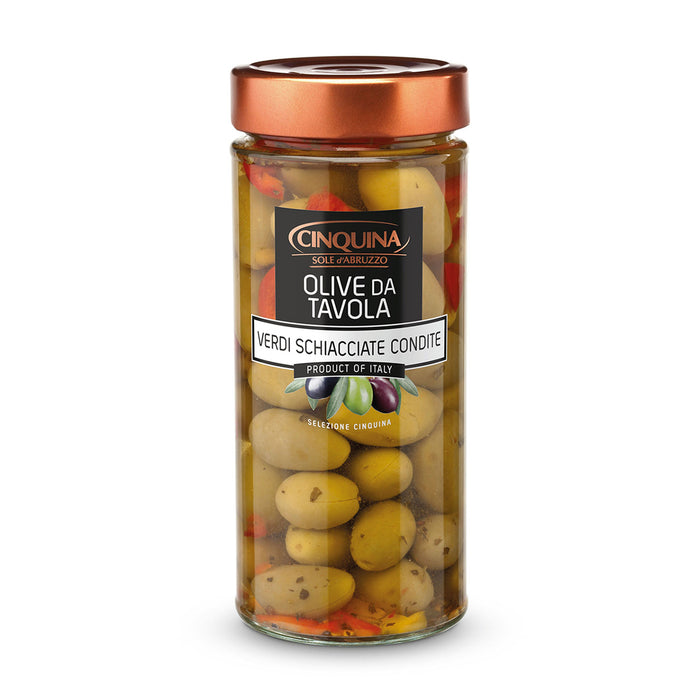 Cinquina Spicy Green Olives, 11.35 oz