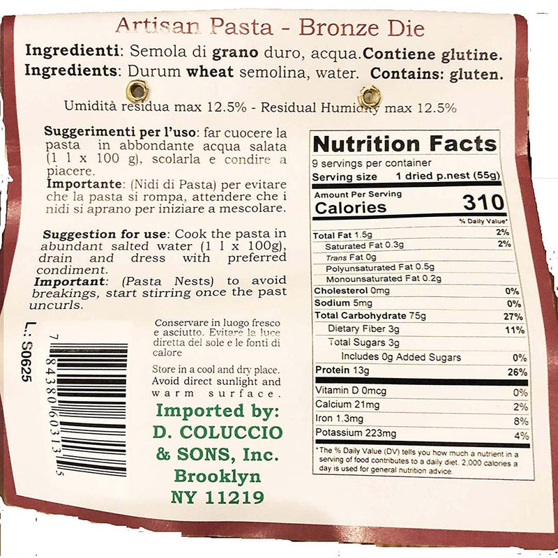 Coluccio Pici Toscani Pasta, 17.6 oz - 500g