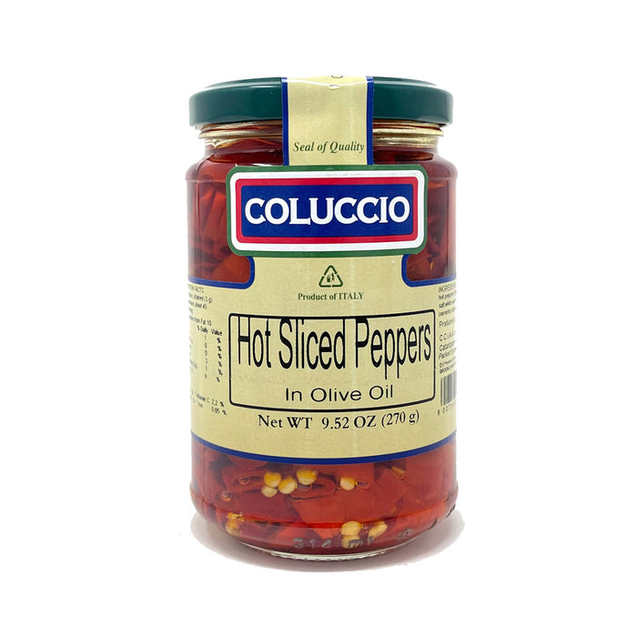 Coluccio Hot Sliced Peppers in Olive Oil, 9.52 oz | 270g