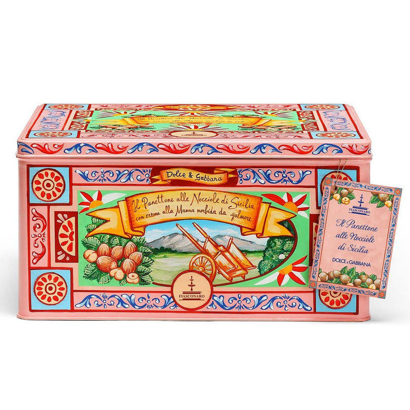 Fiasconaro Dolce & Gabbana Panettone with Sicilian Hazelnuts and Manna Cream in Tin,