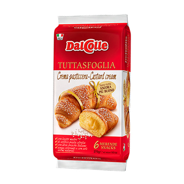 Dal Colle Custard Cream Croissants, 6 Pack, 9.52 oz | 270g