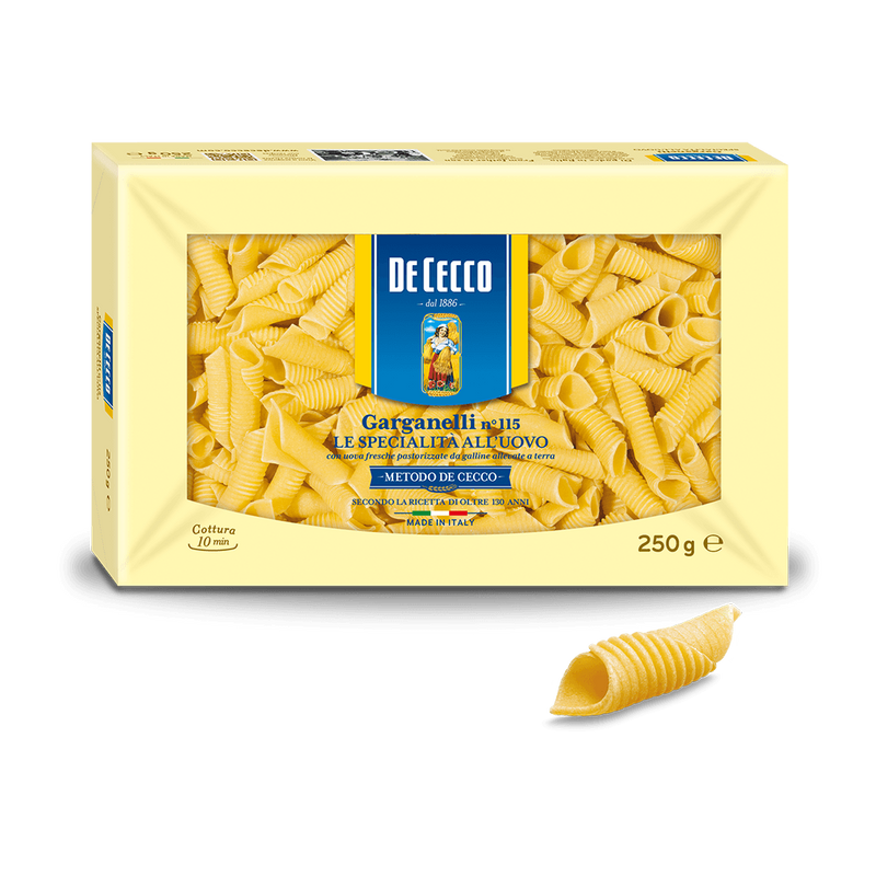 De Cecco Garganelli No. 115 with egg, 8.8 oz | 250 g