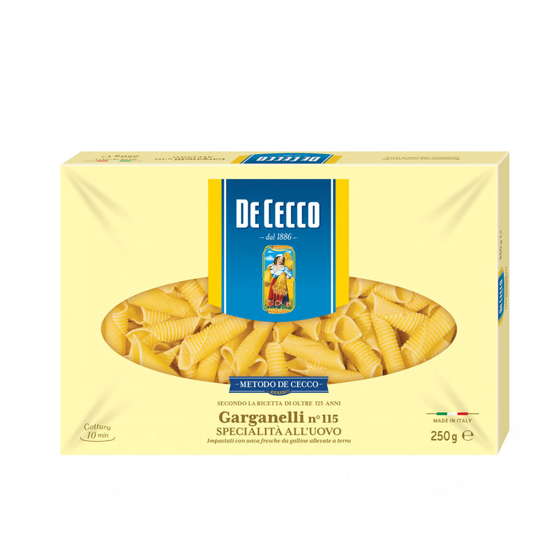 De Cecco Garganelli No. 115 with egg, 8.8 oz | 250 g