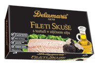Delamaris Mackerel Fillets with truffles in Olive Oil, 125g Can