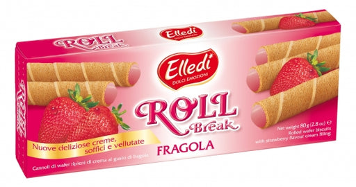 Elledi Roll Break Fragola (Rolled Wafers Strawberry) 2.8 oz