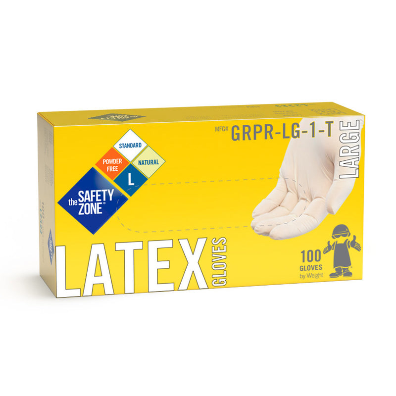 The Safety Zone Powder Free Medical Grade Latex Exam Gloves - 5 mil Thick, Latex - Pack of 100