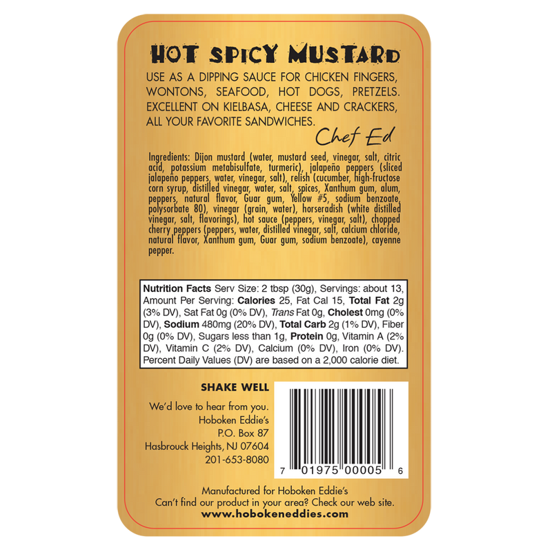 Hoboken Eddie's Hot Spicy Mustard, 14 oz