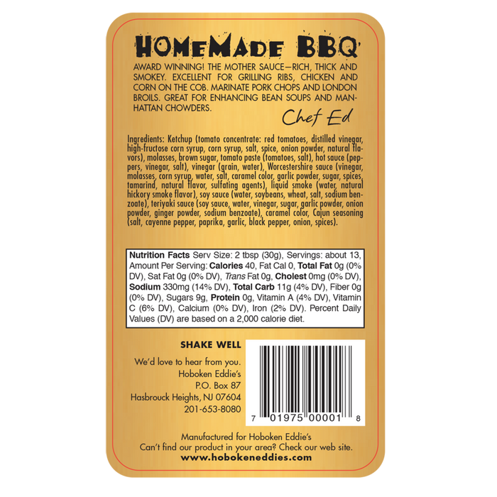 Hoboken Eddie's Homemade BBQ 14oz
