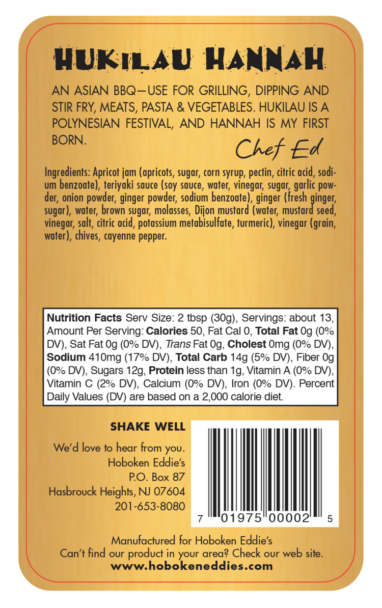 Hoboken Eddie's Hukilau Hannah, Teriyaki & Ginger Sauce, 14 oz