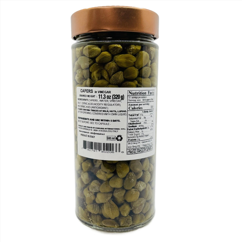 Cinquina Capers in Vinegar, 11.3 oz | 320g