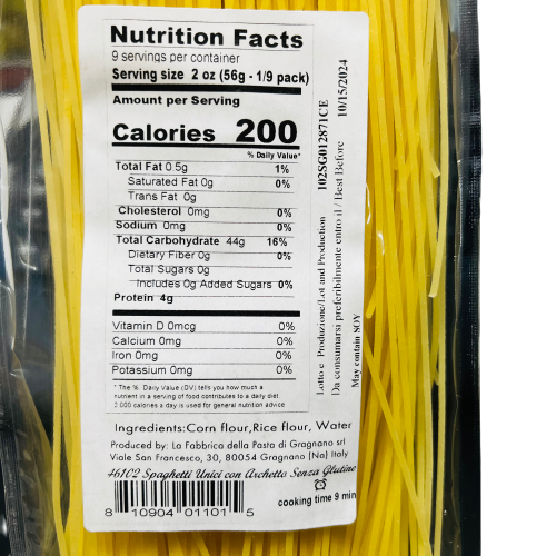 La Fabbrica Della Pasta Gluten Free Spaghetti, #102, 17.6 oz | 500g