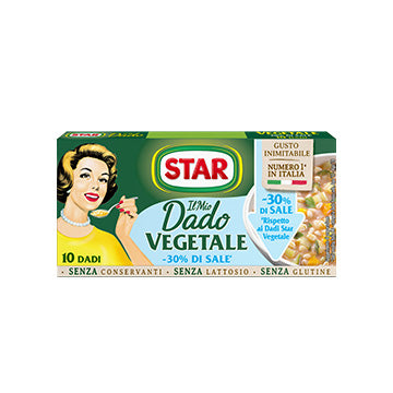 Star Dado Vegetable, 30% Less Salt, Bouillon, 10pk, 100g