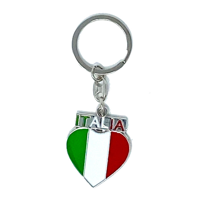 Italian Flag Heart With Italia Word Keychain