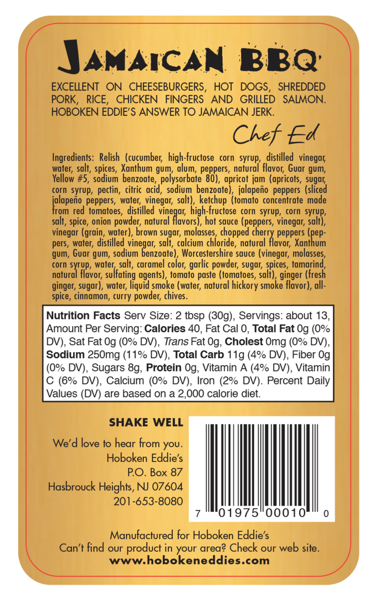 Hoboken Eddie's Jamaican BBQ, 14 oz