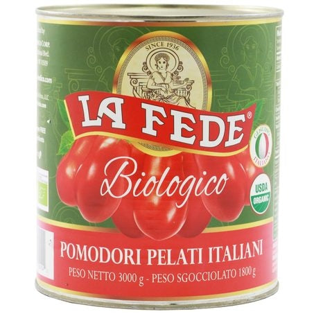 La Fede Organic Italian Peeled Tomatoes with Basil, 106 oz