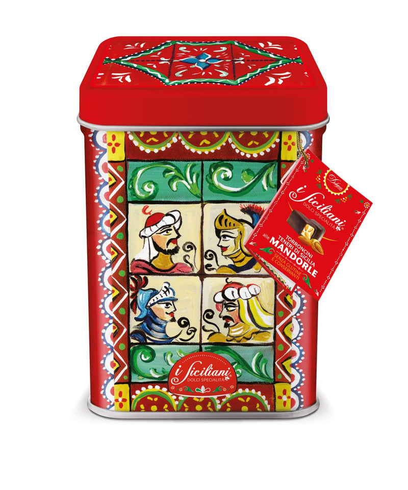 Dolgam Tall Gift Tin Torroncini Soft Nougat 6 Assorted Flavors, 8.8 oz | 250g