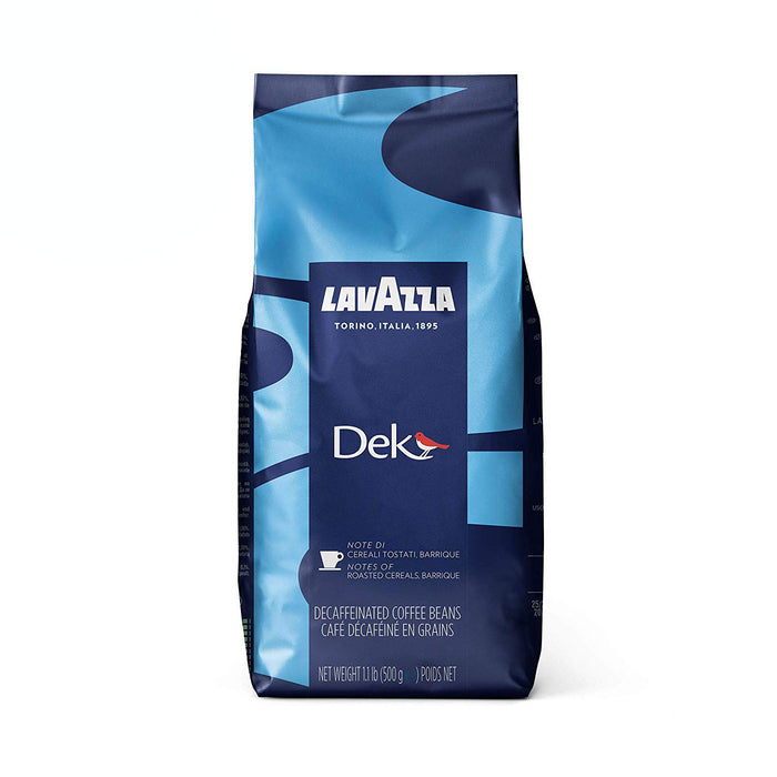 Lavazza Dek Whole Bean Coffee Blend, Decaffeinated Dark Espresso Roast, 1.1-Pound Bag