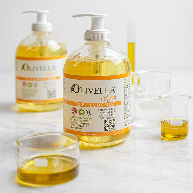Olivella Apricot, Face and Body Liquid Soap, 16.9 oz | 500 ml
