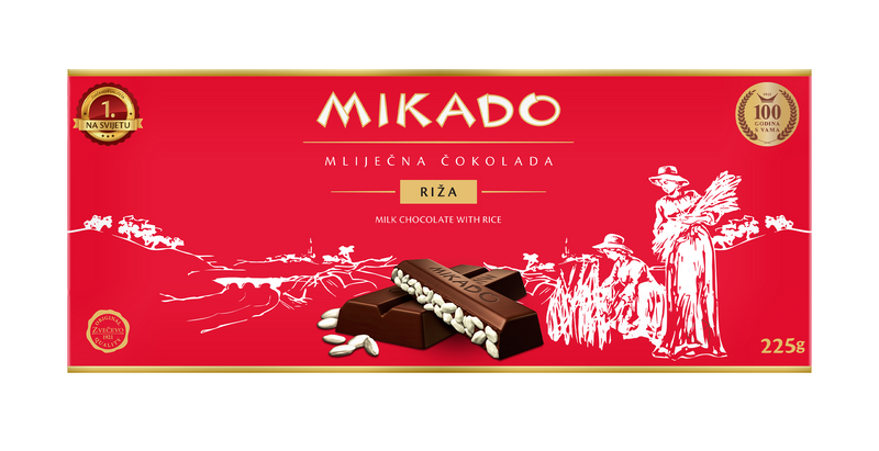Mikado Milk Chocolate with Puffed Rice Bar, 7.9 oz | 225g