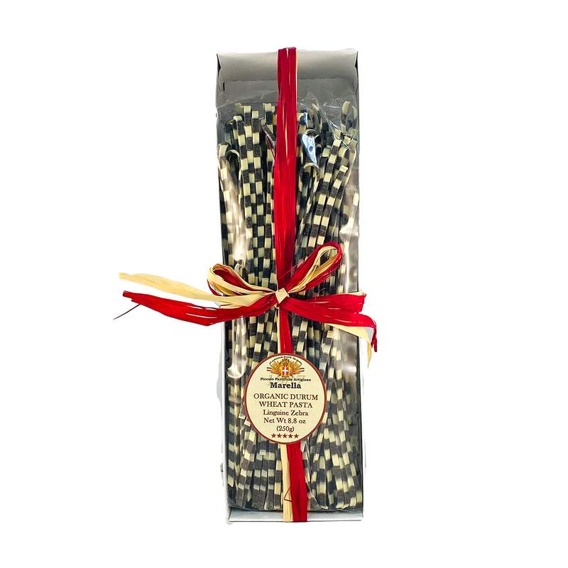 Marella Linguine Zebra, Organic Squid Ink Pasta from Italy, 8.8 oz