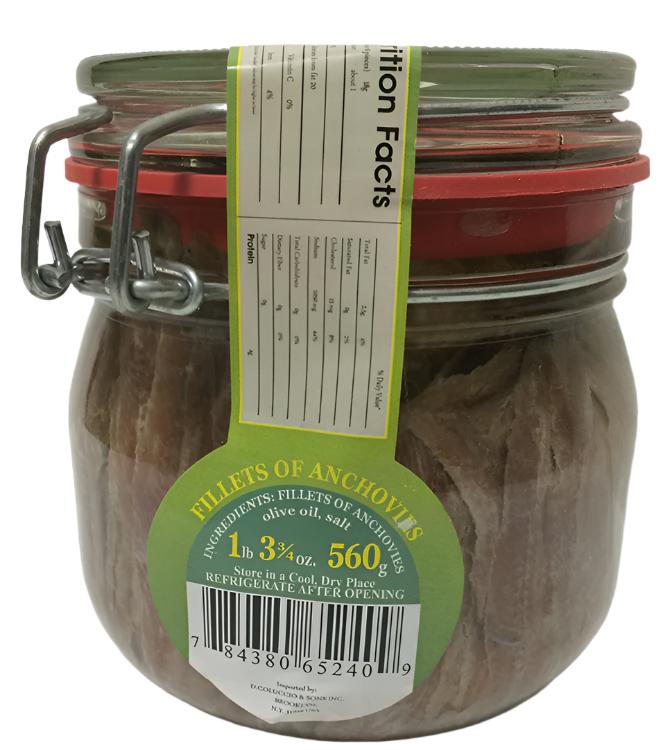 Marinella Fillets of Anchovies in Pure Olive Oil, 560g jar