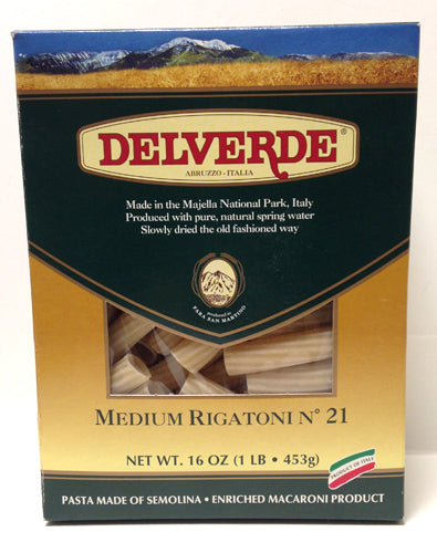 Delverde  #21 Medium Rigatoni, 1 LB