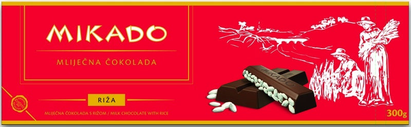 Mikado Milk Chocolate with Puffed Rice Bar, 125g