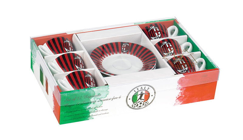 A.C. Milan Espresso Cups and Saucers, set of 6