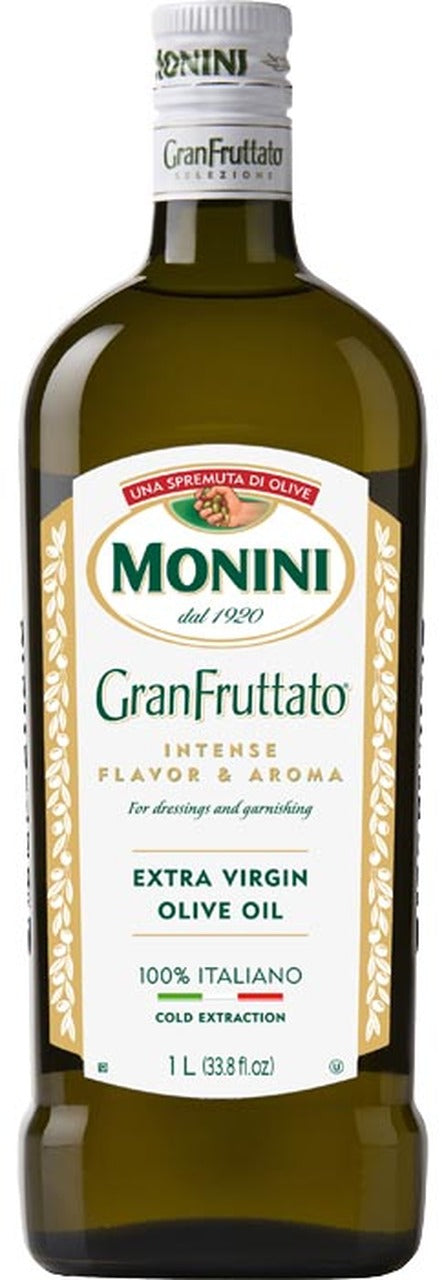 Monini GranFruttato Extra Virgin Olive Oil, 33.8 fl oz Glass Bottle