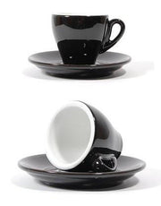Nuova Point - Cappuccino Cups and Saucers, Black, set of 6