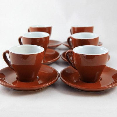 Nuova Point Milano Cappuccino Cups and Saucers, Brown, set of 6