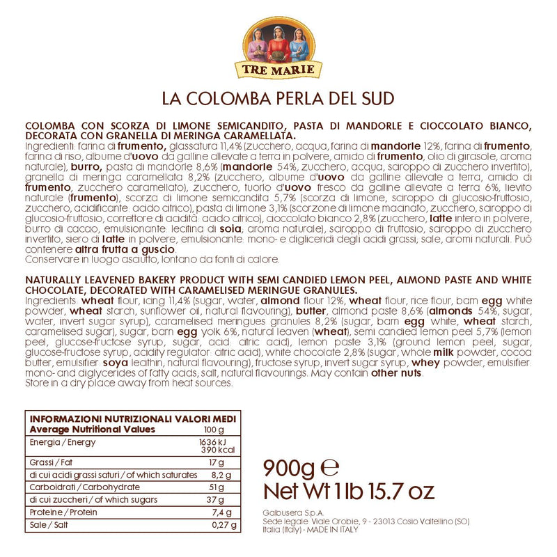 Tre Marie Colomba Pearl of The South, Perla Del Sud, 31.7 oz | 900g