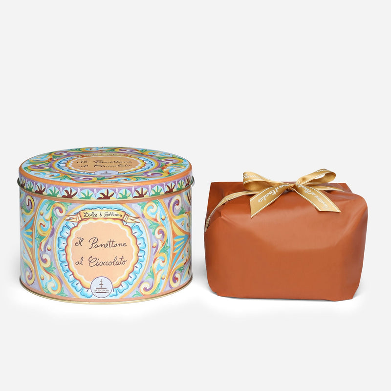 Fiasconaro Dolce & Gabbana PANETTONE with Chocolate IN Round TIN, 35.3 oz