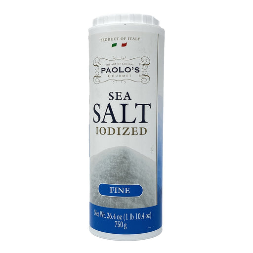 Paolo's Sea Salt Fine Iodized, 26.4 oz Tube