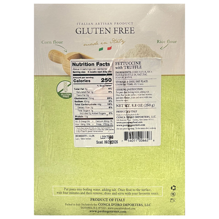 Paolo's Gluten Free Fettuccine With Truffle, Corn & Rice Flour, 8.8 oz | 250g