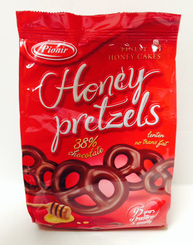Pionir Honey Pretzels,  38% Chocolate, 150g