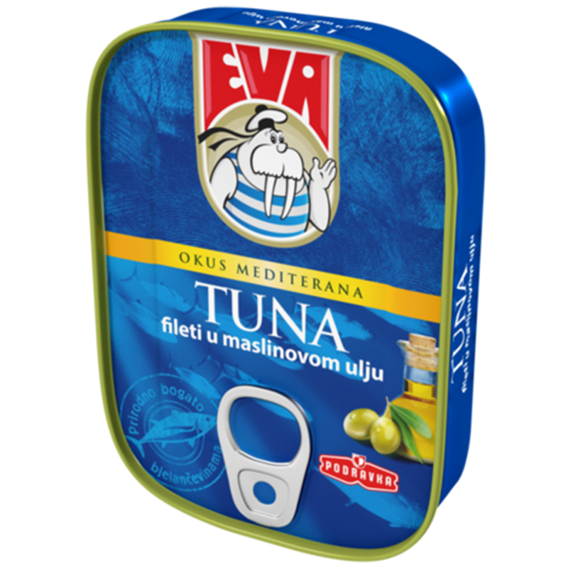 Podravka Eva Light Tuna Fillets in Olive Oil, 4 oz - 115g