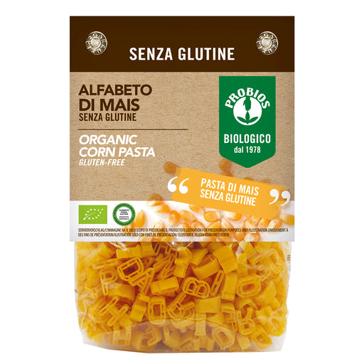 Probios Organic Gluten Free 100% CORN ALFABETO, Alphabet Pasta, 14.1 oz | 400g