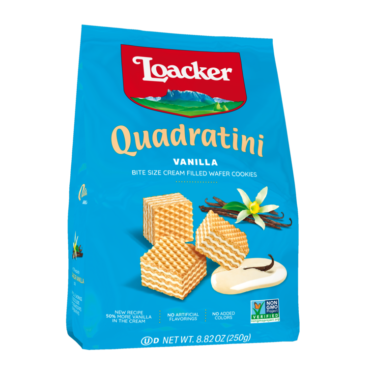 Loacker Quadratini Bite Size Wafers, Vanilla, 8.82 oz | 250g