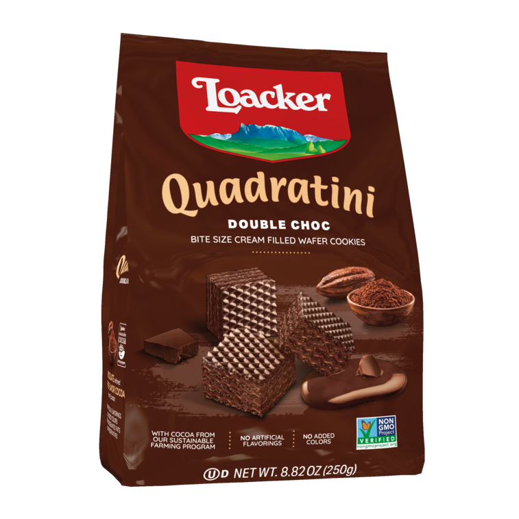 Loacker Quadratini Bite Size Wafers, Double Choc, 8.82 oz | 250g