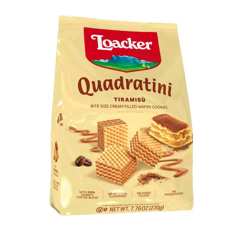Loacker Quadratini Bite Size Wafers, Tiramisu, 7.76 oz | 220g