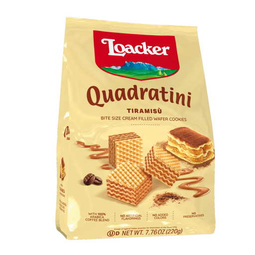 Loacker Quadratini Bite Size Wafers, Tiramisu, 7.76 oz | 220g